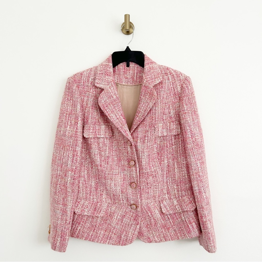 Royal Regency Empress Donna Handmade Pink Tweed Blazer Jacket